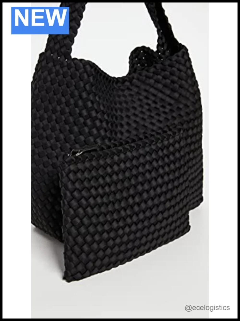 Woven Neoprene Hobo Bag with Matching Zip Pouch Structured Base Open Top